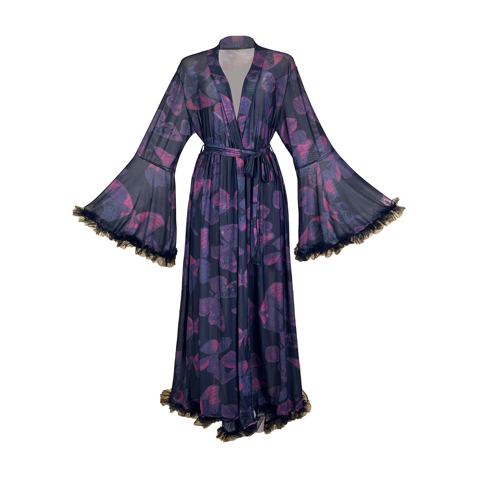 Summer Sheer Printed Mesh Robe - đánh giá và giá Kimono Sheer Floral