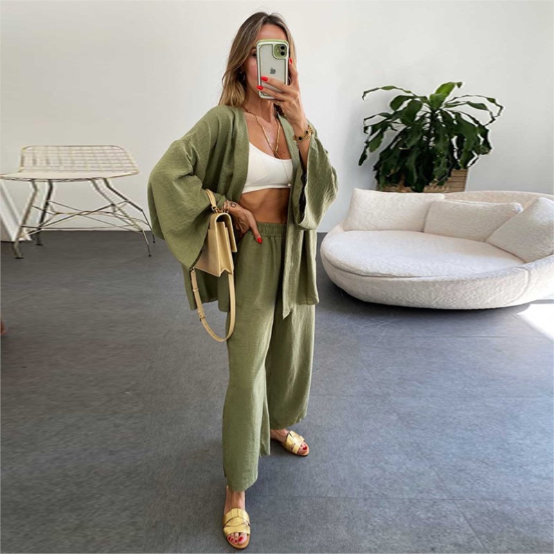 Women's Linen Trouser Suit Wit - đánh giá và giá Linen Pant Wide