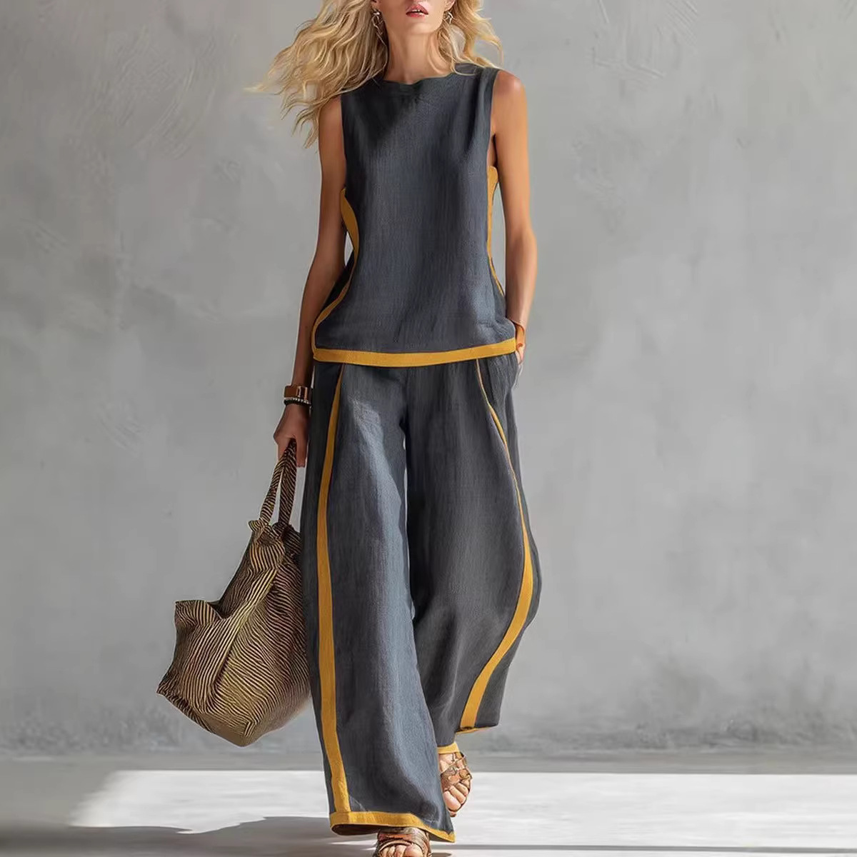Women Linen 2 Piece Sets Color - đánh giá và giá Linen Pant Wide