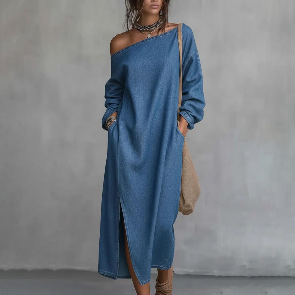 Women's One Shoulder Long Slee - đánh giá và giá Linen Dress Wrap