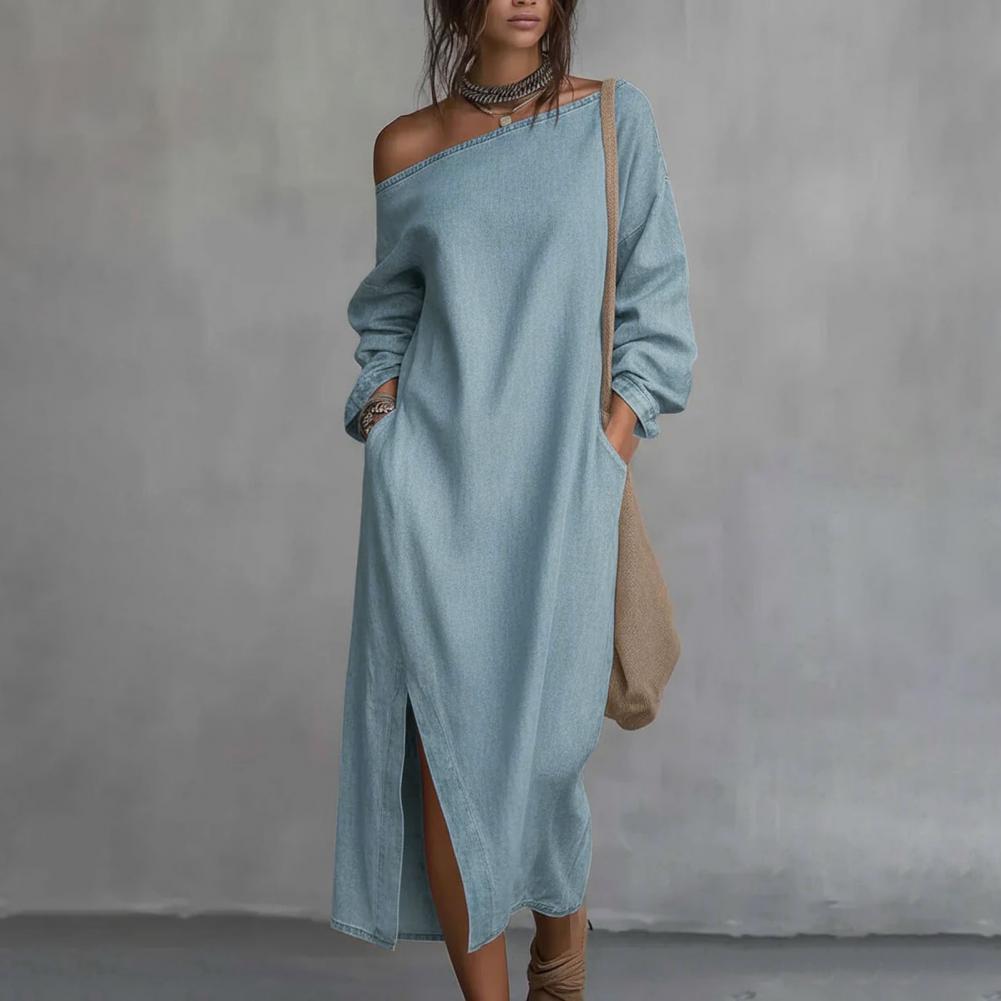 Women's One Shoulder Long Slee - đánh giá và giá Linen Dress Wrap