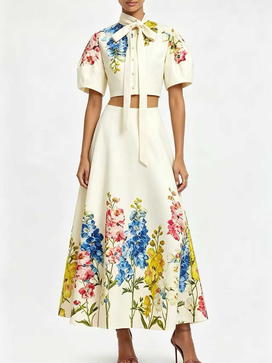 VGH Elegant Floral Printed Two - đánh giá và giá Midi Skirt Floral